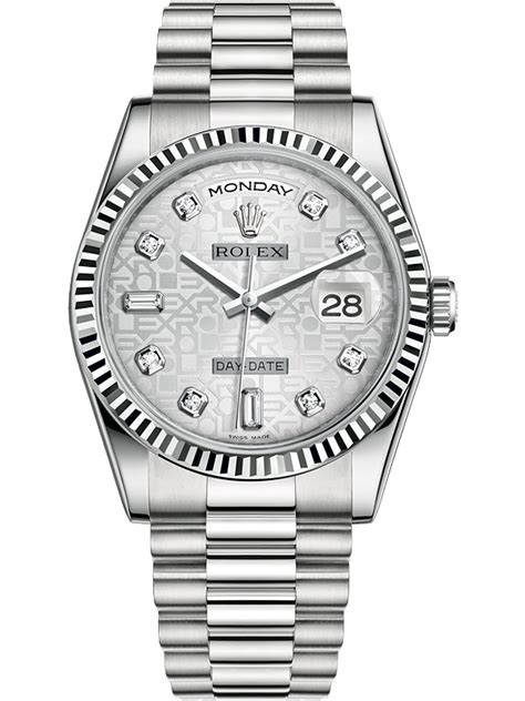 rolex day date white silver